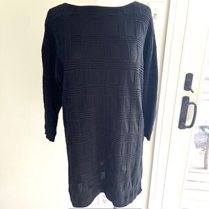 Pendleton Womens Black Cotton Blend Boat Neck  3/4 Sleeves Pullover Sweater